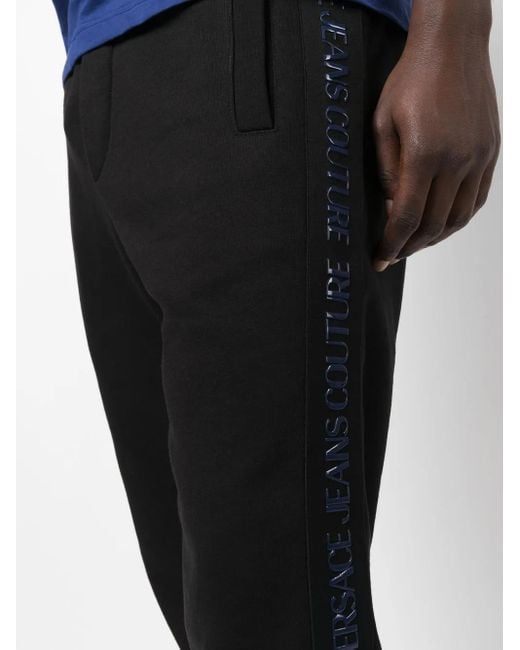 Versace Jeans Couture Black Logo-Stripe Track Pants for men