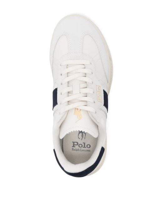 Polo Ralph Lauren White Heritage Aera Leather Sneakers