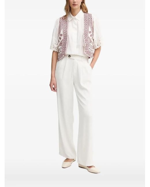 INTROPIA White Geraldine Embroidery-Embellishment Vest