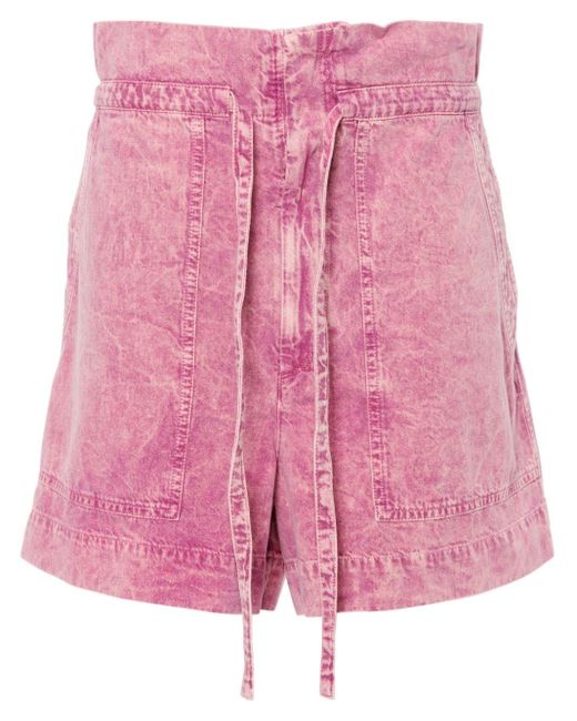 Isabel Marant Pink Acid-wash Paperbag Shorts