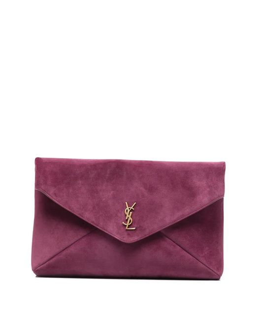 Saint Laurent Purple Logo-Plaque Clutch Bag