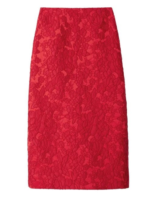 LaDoubleJ Red Floral-Pattern Skirt
