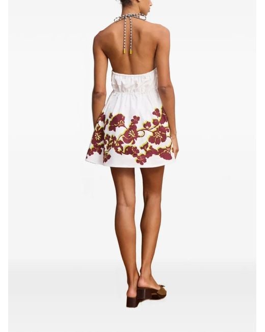 ALÉMAIS White Floral-Print Halterneck Mini Dress