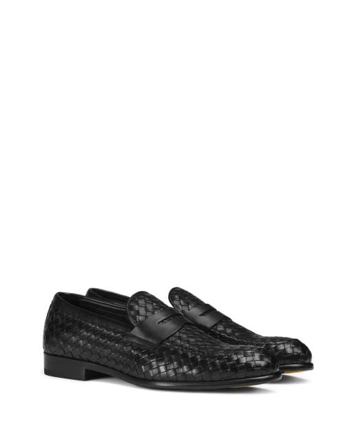 Doucal's Black Leather Loafers for men