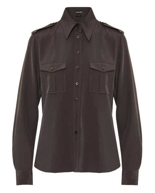 Tom Ford Brown Flap-Pocket Shirt