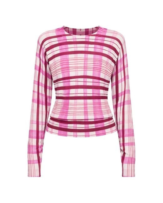Desigual Pink Pull À Carreaux Manches Longues
