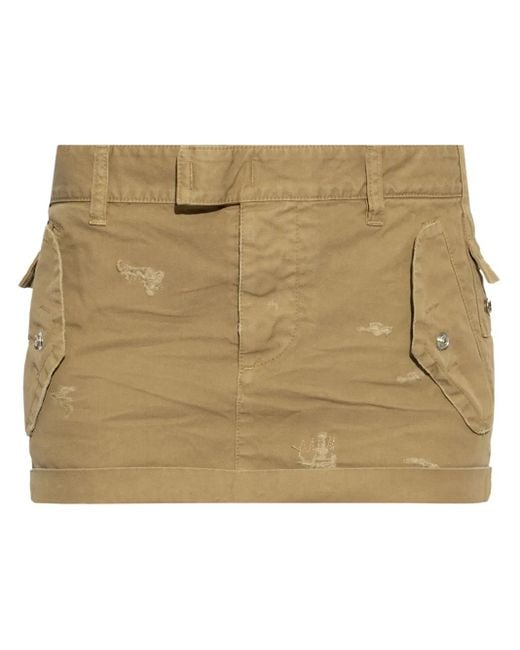 DSquared² Natural Distressed-Effect Mini Skirt