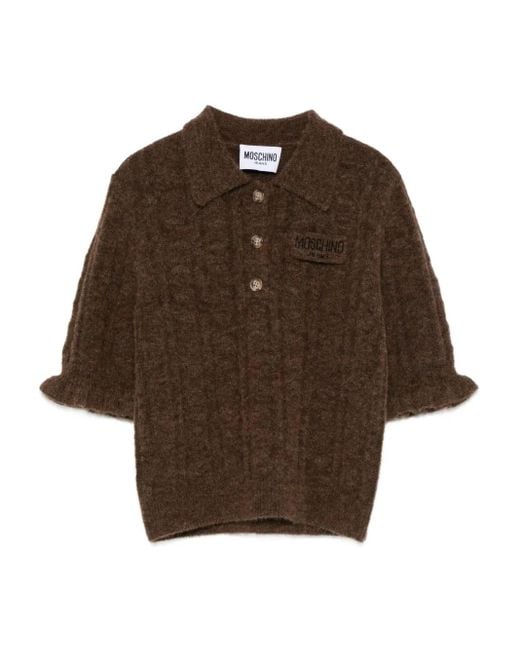 Moschino Brown Pullover mit Logo-Patch