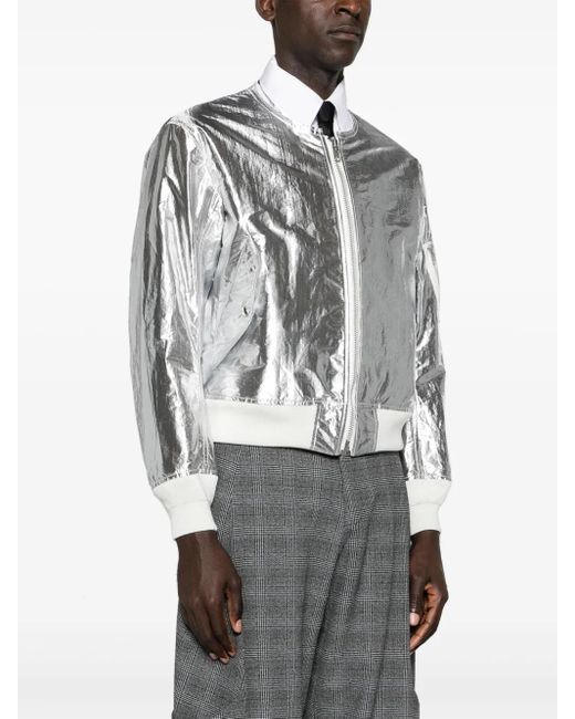 COMME DES GARÇON BLACK White Bomberjacke Mit Metallic-Finish