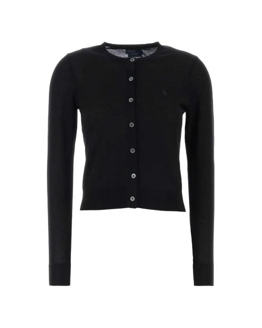 Polo Ralph Lauren Black Button-Up Wool Cardigan