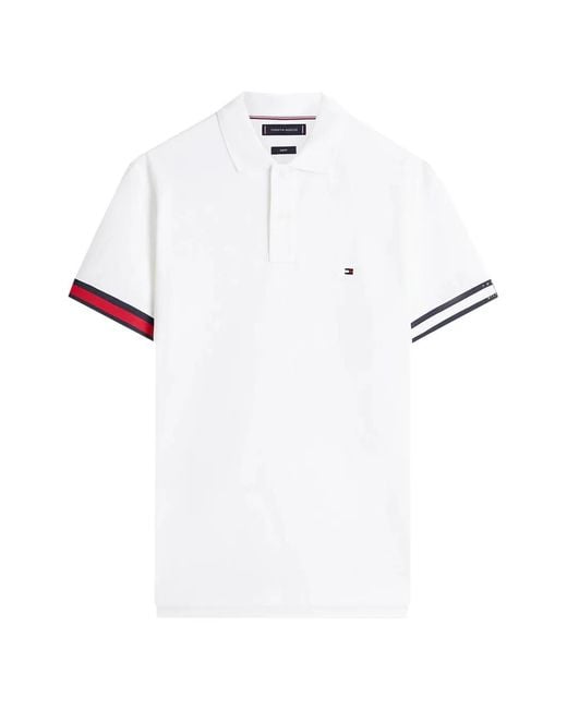 Tommy Hilfiger White Striped Trim Polo Shirt for men
