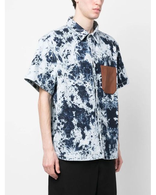 Ferrari Blue Tie-Dye Patterned Shirt for men