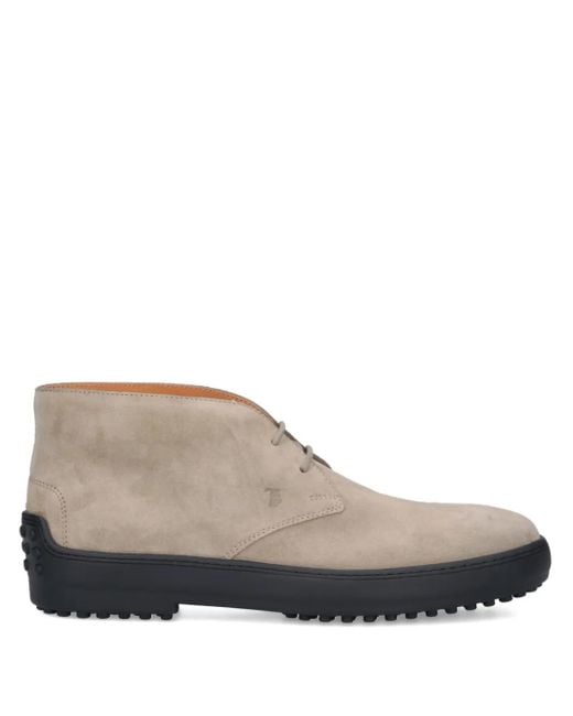 Tod's Brown Lace-Up Suede Desert Boots for men