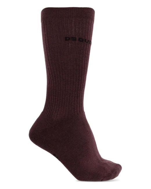 DSquared² Purple Logo-Detail Socks for men