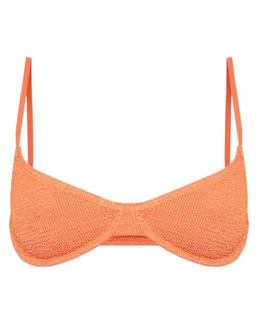 Bondeye Orange Gracie Crinkled Bikini Top