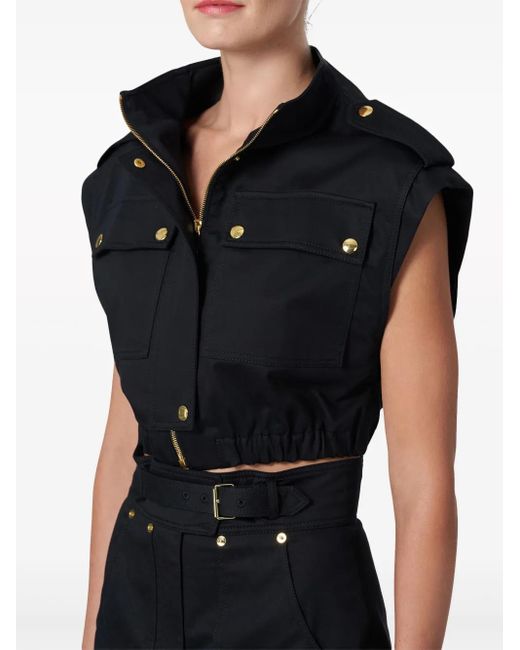Carolina Herrera Black Zip-Up Cropped Cargo Gilet