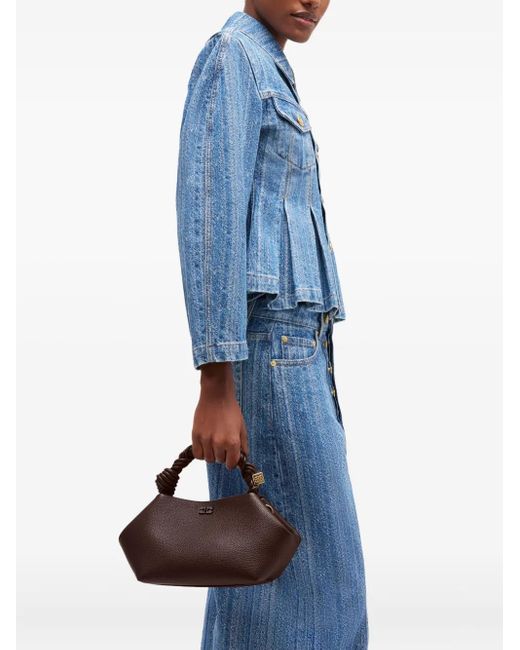 Ganni Brown Small Bou Twisted-Handle Tote Bag