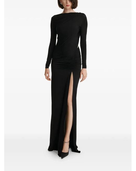 2310 STUDIO Black Draped Split Maxi Dress