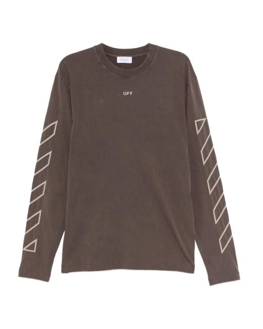 Off-White c/o Virgil Abloh Brown Arrows-Motif Long-Sleeve T-Shirt for men