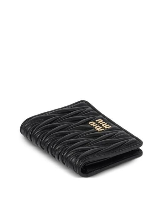 Miu Miu Black Small Matelassé Nappa Leather Wallet