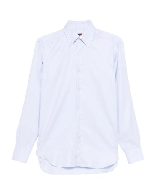 メンズ Barba Napoli ボタン シャツ White