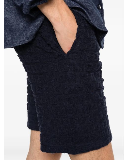 Sandro Black Sponge Geometric-Jacquard Towelling Shorts for men