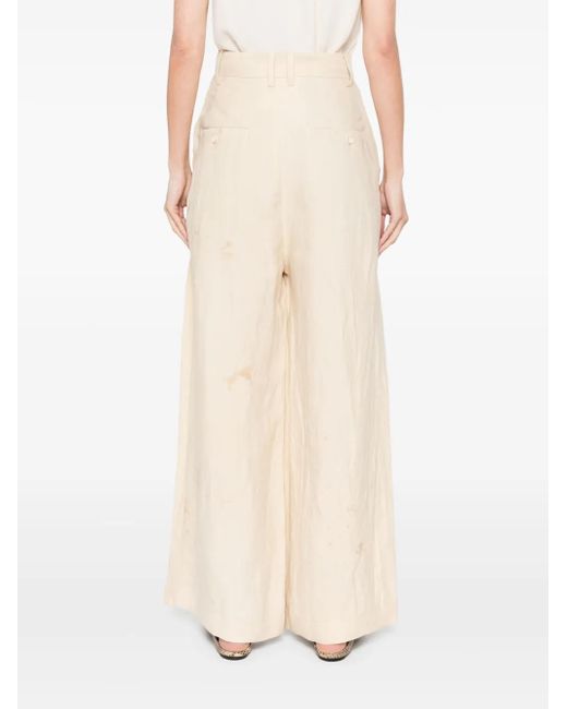Uma Wang Broek Met Geplooid Detail in het Natural