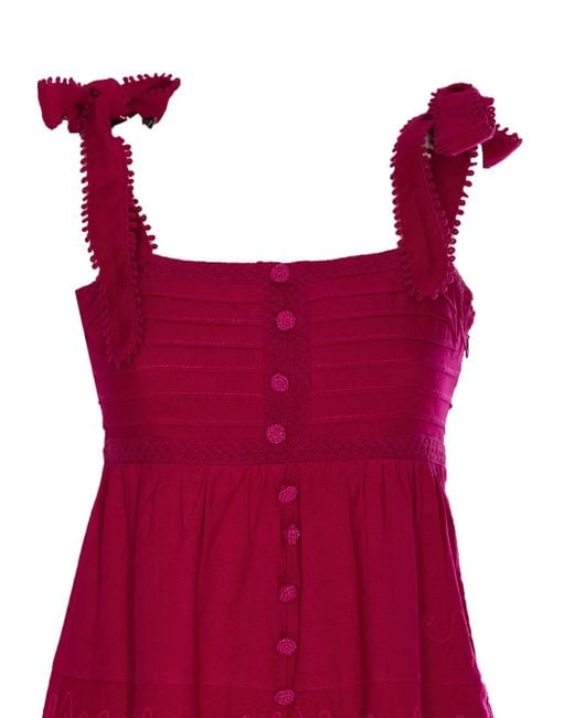 Farm Rio レースディテール ドレス Red