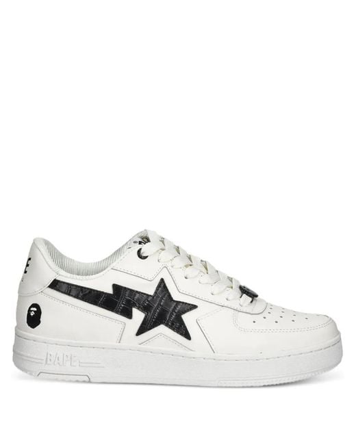 A Bathing Ape White Star-Crocodile Sneakers for men