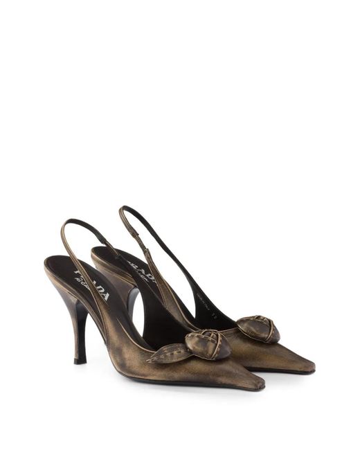 Prada Metallic Leather Slingback Pumps