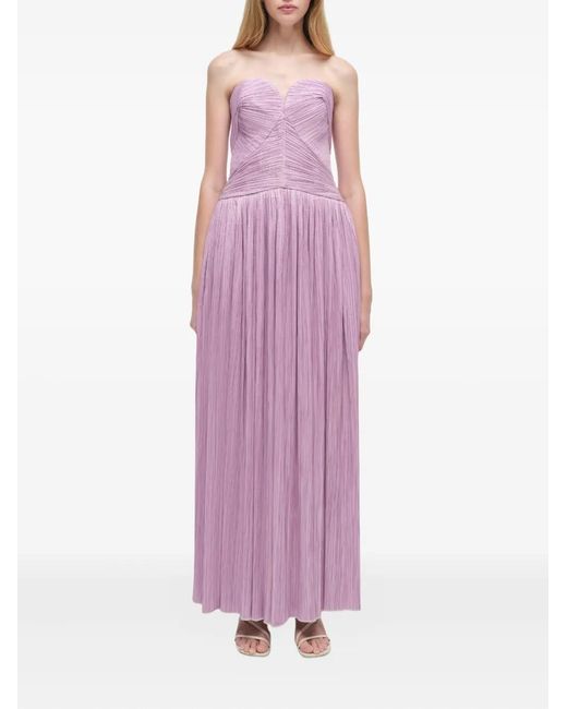 Jonathan Simkhai Purple Pleated Strapless Midi Party Gown