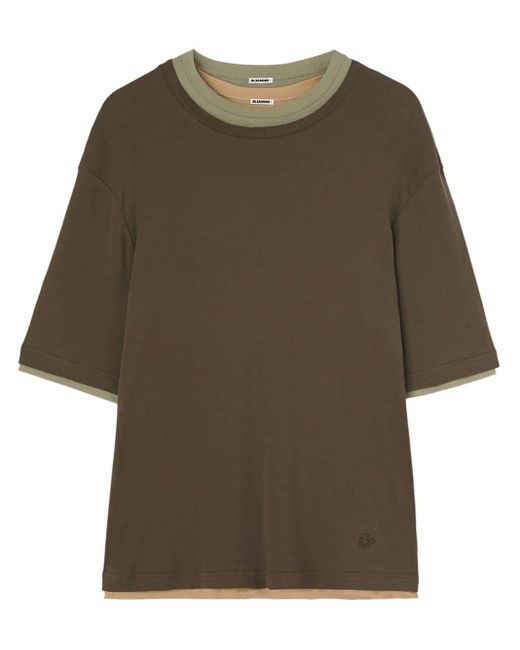 Jil Sander Brown Layered Cotton T-shirt for men