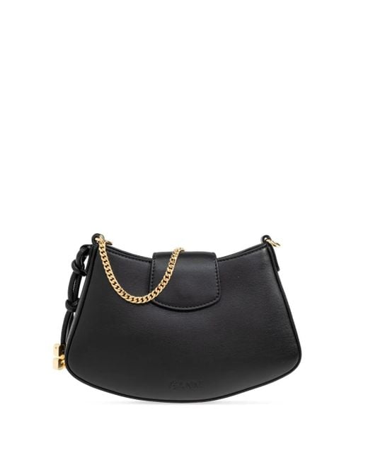 Ganni ロゴチャーム ハンドバッグ Black
