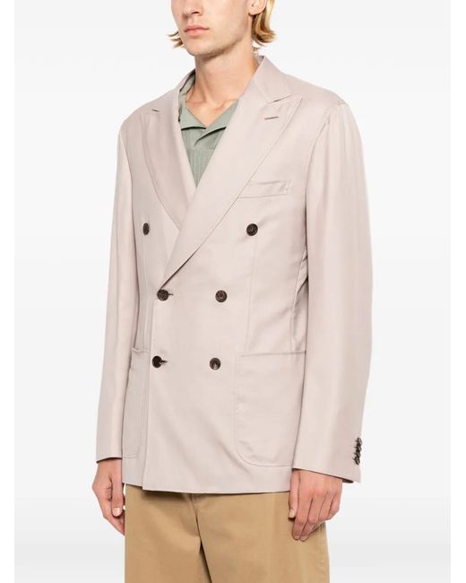 Brioni Natural Double-Breasted Peak-Lapel Jacket for men