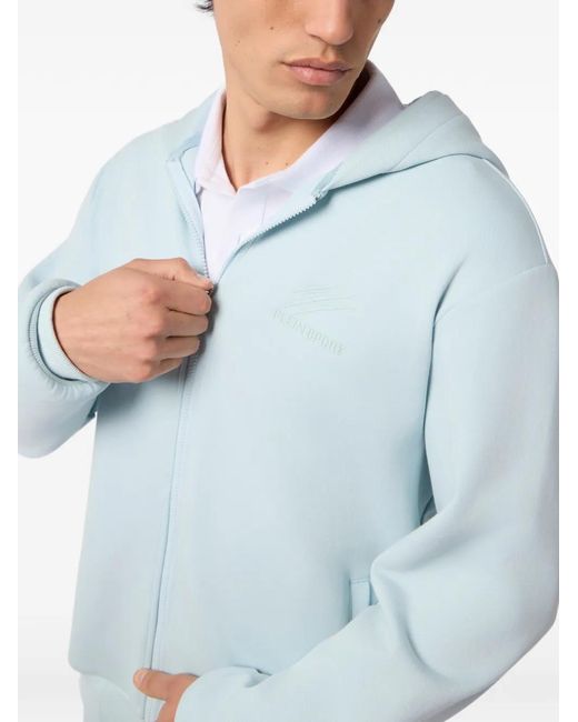 Philipp Plein Blue Zip-Fastening Hooded Sweatshirt for men