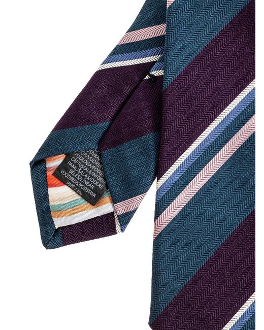 Paul Smith Blue Cravate À Rayures for men