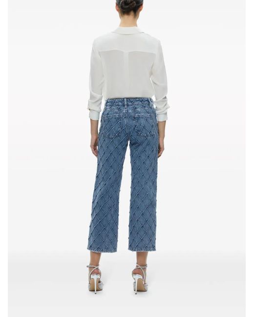 Alice + Olivia Blue Weezy Quilted Cropped Jeans