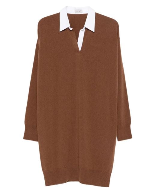 Mrz Mini-Jurk Met V-Hals in het Brown