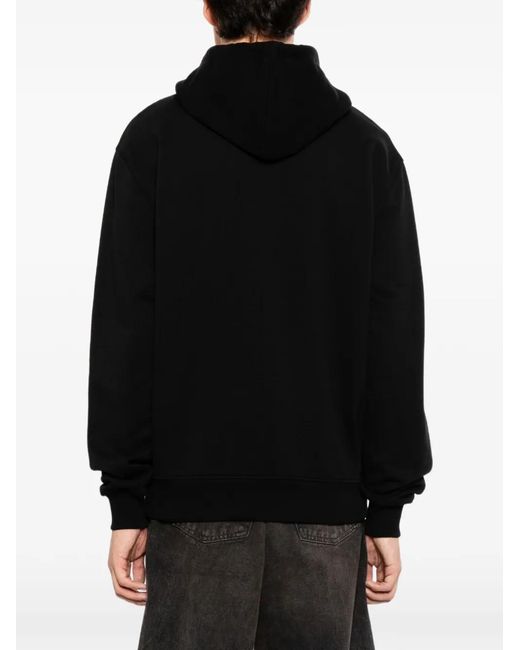AMI Black Logo-Embroidered Hoodie