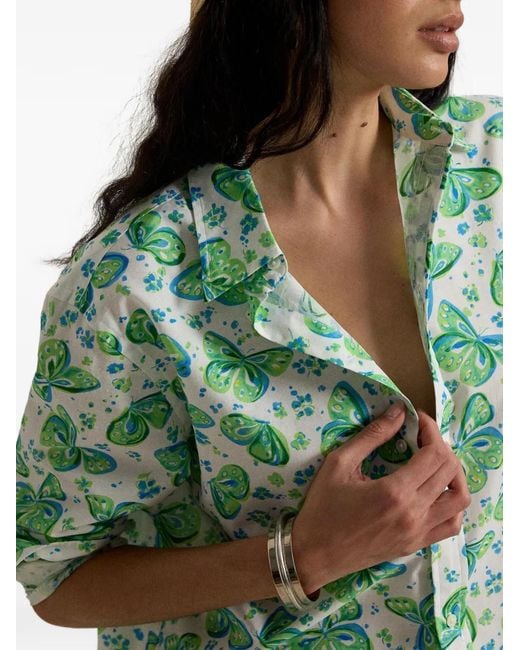 Polo Ralph Lauren Blue Butterfly-Print Shirt