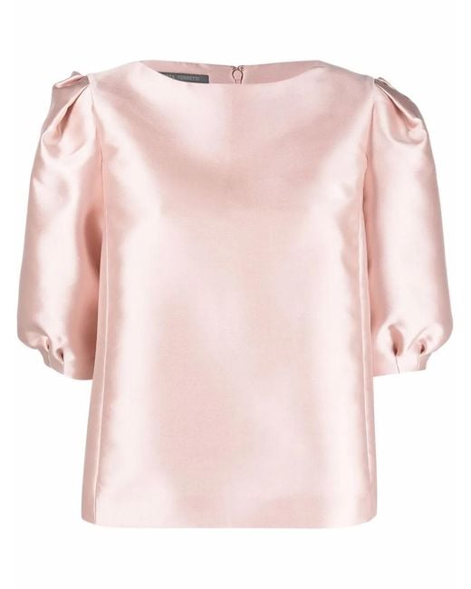 Alberta Ferretti Pink Puff-sleeve Top