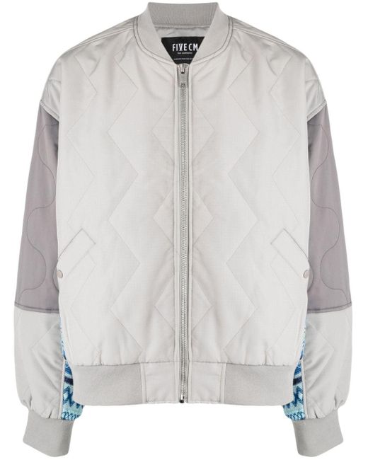 FIVE CM Gray Knitted-panels Quilted Bomber Jacket for men