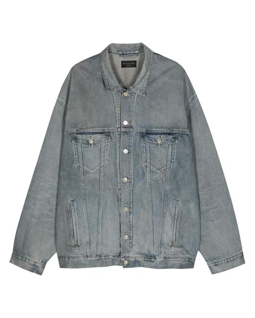 Balenciaga Blue Reflective-Logo Jacket