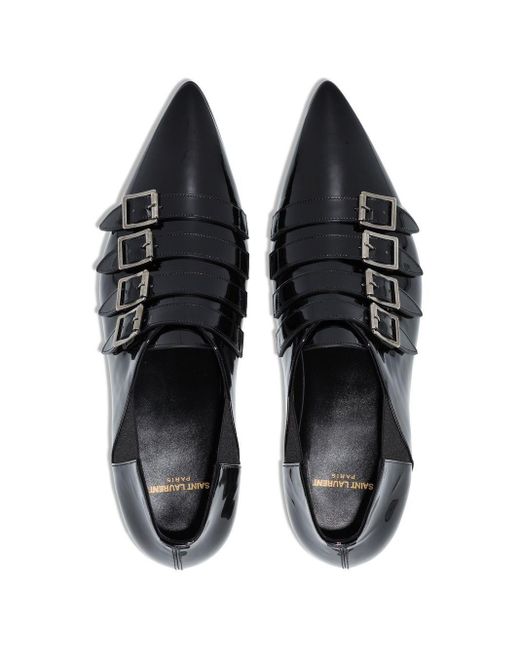 Saint Laurent Black Franklin Buckled Monk Shoes for men