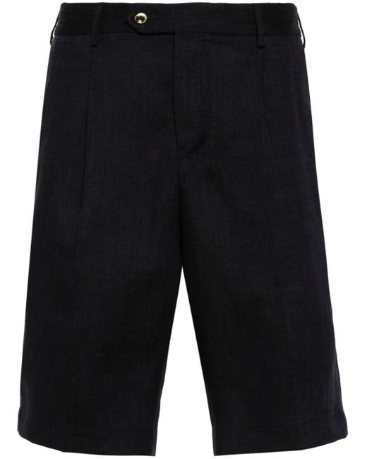 PT Torino Blue Linen Bermuda Shorts for men