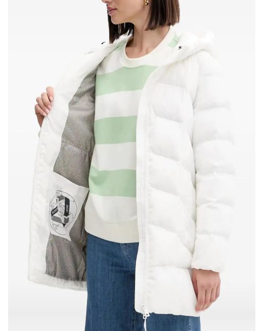 Geox White Hooded Quilted Coat