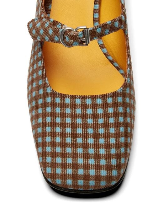 LILI CURIA Brown Gingham Mary Jane Ballet Flats