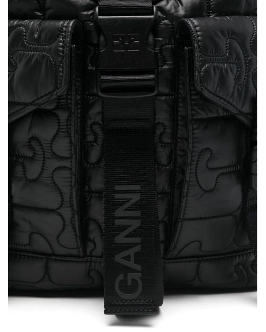 Ganni Black Quilted Nylon Backpack