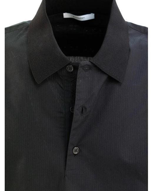 Givenchy Black Long-Sleeved Polo Shirt With Ribbed Details for men
