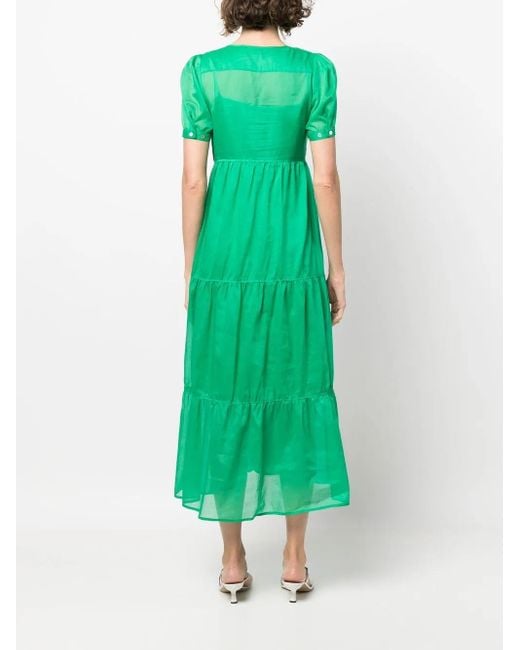 Blanca Vita Green Tiered V-Neck Dress